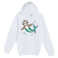 Sloth Mermaid Cute Slothmaid Fantasy Premium Pullover Hoodie