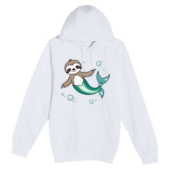 Sloth Mermaid Cute Slothmaid Fantasy Premium Pullover Hoodie