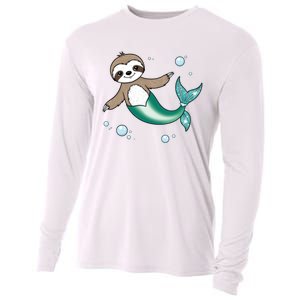 Sloth Mermaid Cute Slothmaid Fantasy Cooling Performance Long Sleeve Crew