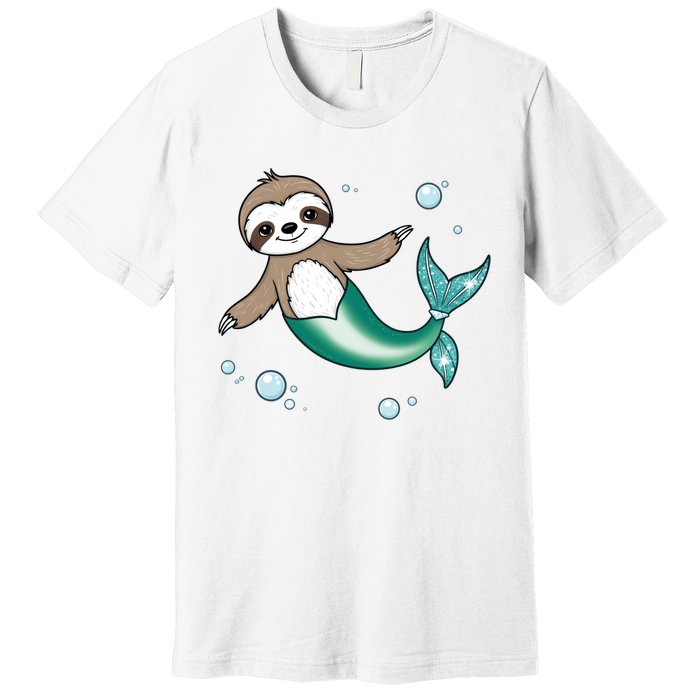 Sloth Mermaid Cute Slothmaid Fantasy Premium T-Shirt