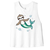 Sloth Mermaid Cute Slothmaid Fantasy Women's Racerback Cropped Tank