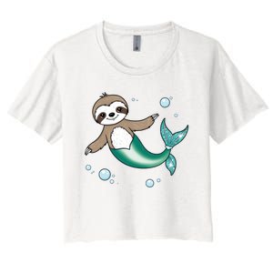 Sloth Mermaid Cute Slothmaid Fantasy Women's Crop Top Tee