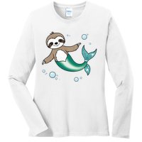 Sloth Mermaid Cute Slothmaid Fantasy Ladies Long Sleeve Shirt