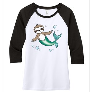 Sloth Mermaid Cute Slothmaid Fantasy Women's Tri-Blend 3/4-Sleeve Raglan Shirt