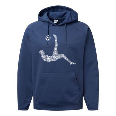 Snowflake Merry Christmas Snowflakes Soccer Cool Gift Performance Fleece Hoodie