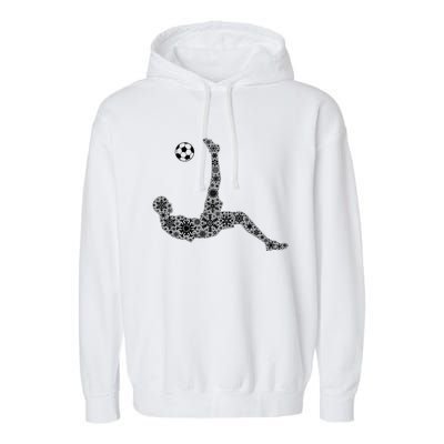 Snowflake Merry Christmas Snowflakes Soccer Cool Gift Garment-Dyed Fleece Hoodie