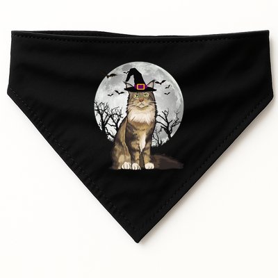 Scary Maine Coon Cat Witch Hat Halloween Gift USA-Made Doggie Bandana