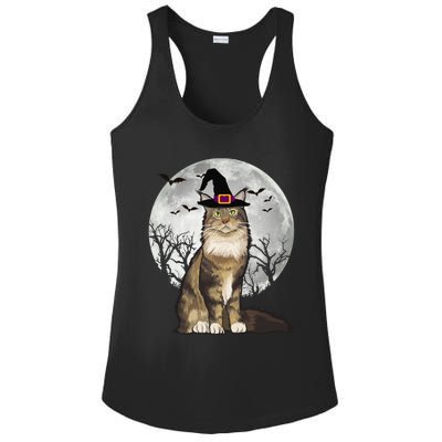 Scary Maine Coon Cat Witch Hat Halloween Gift Ladies PosiCharge Competitor Racerback Tank