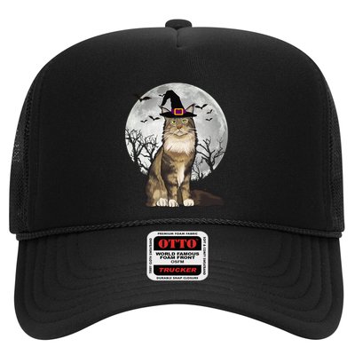 Scary Maine Coon Cat Witch Hat Halloween Gift Trucker Hat