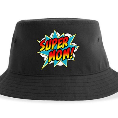 Super Mom Comic Book Superhero Mother's Day Sustainable Bucket Hat