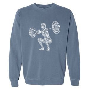 Snowflake Merry Christmas Gym Workout Barbell Squats Gift Garment-Dyed Sweatshirt