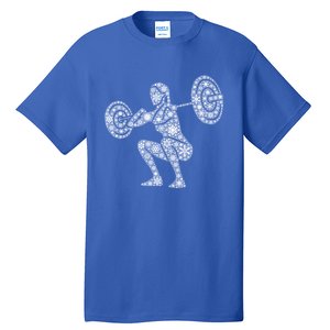 Snowflake Merry Christmas Gym Workout Barbell Squats Gift Tall T-Shirt