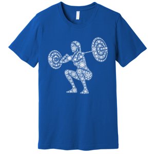 Snowflake Merry Christmas Gym Workout Barbell Squats Gift Premium T-Shirt