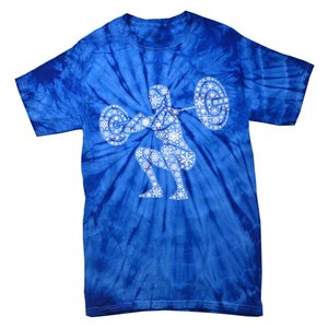 Snowflake Merry Christmas Gym Workout Barbell Squats Gift Tie-Dye T-Shirt