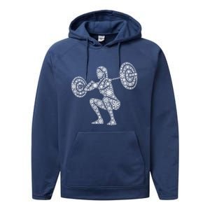 Snowflake Merry Christmas Gym Workout Barbell Squats Gift Performance Fleece Hoodie