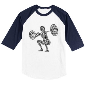 Snowflake Merry Christmas Gym Workout Barbell Squats Gift Baseball Sleeve Shirt