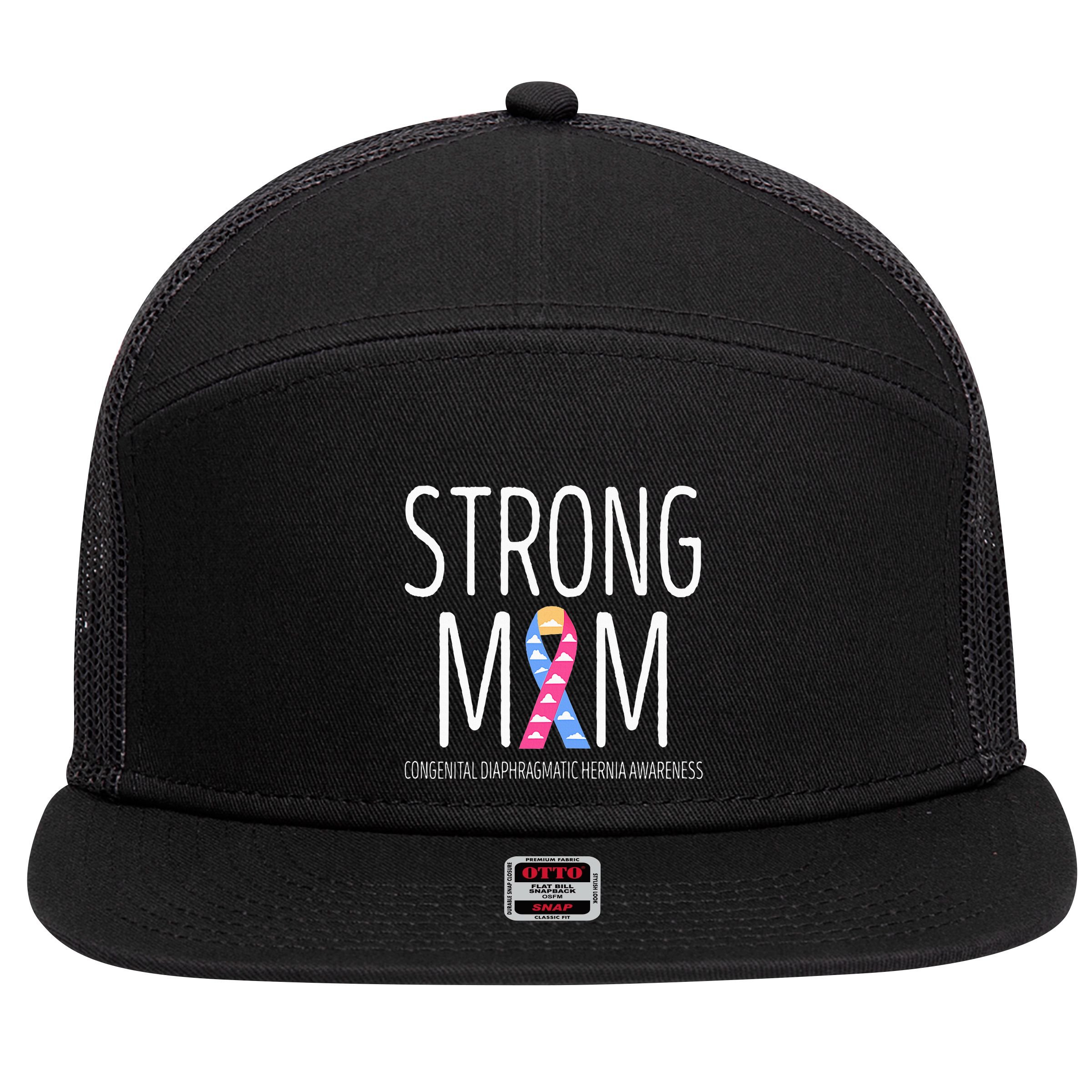 Strong Mom Congenital Diaphragmatic Hernia Awareness 7 Panel Mesh Trucker Snapback Hat