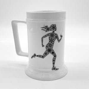 Snowflake Merry Christmas Running Jogging Runner Gift Beer Stein