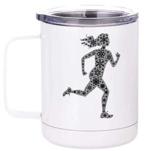 Snowflake Merry Christmas Running Jogging Runner Gift 12 oz Stainless Steel Tumbler Cup