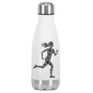 Snowflake Merry Christmas Running Jogging Runner Gift Stainless Steel Insulated Water Bottle