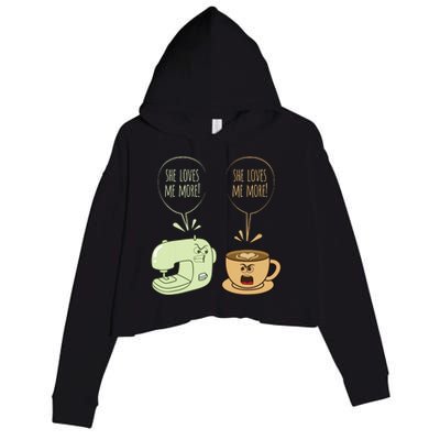 Sewing Machine Coffee Funny Sew Quilting Seamstress Sewer Crop Fleece Hoodie