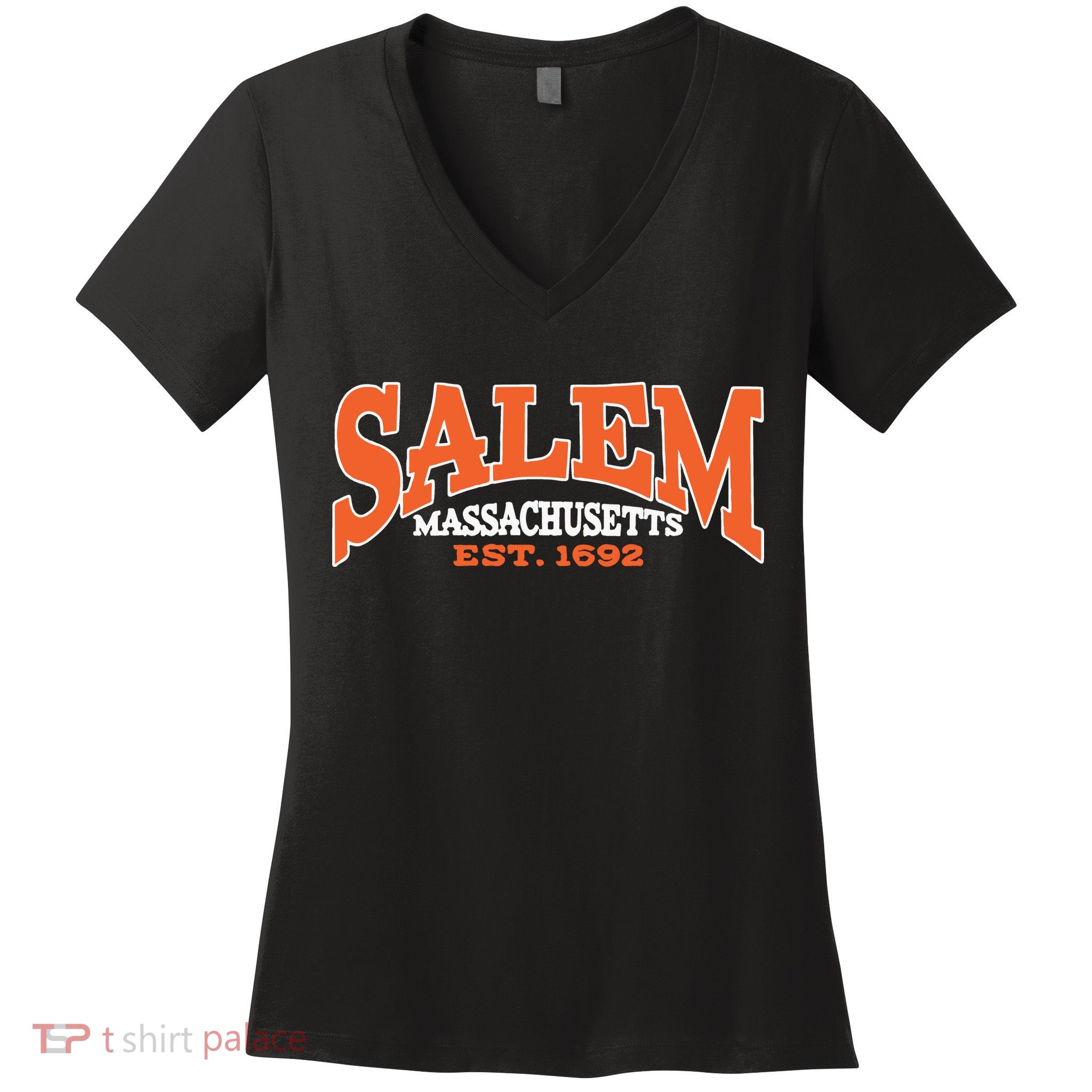 Salem Massachusetts Cute Fall Salem Est 1692 Women's V-Neck T-Shirt