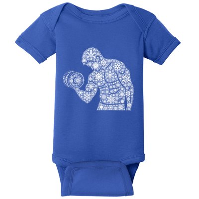 Snowflake Merry Christmas Gym Muscle Workout Dumbbell Great Gift Baby Bodysuit