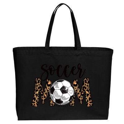 Soccer Mom Cute Mom Life Soccer Game Day Cheer Mom Leopard Cotton Canvas Jumbo Tote