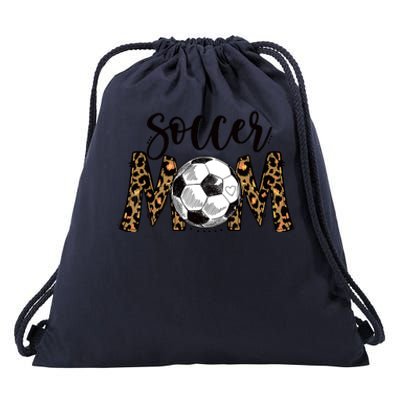 Soccer Mom Cute Mom Life Soccer Game Day Cheer Mom Leopard Drawstring Bag