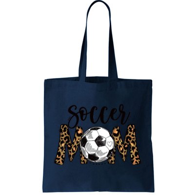 Soccer Mom Cute Mom Life Soccer Game Day Cheer Mom Leopard Tote Bag