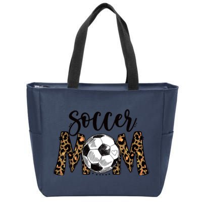 Soccer Mom Cute Mom Life Soccer Game Day Cheer Mom Leopard Zip Tote Bag