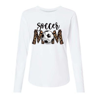 Soccer Mom Cute Mom Life Soccer Game Day Cheer Mom Leopard Womens Cotton Relaxed Long Sleeve T-Shirt