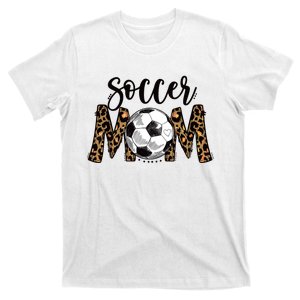 Soccer Mom Cute Mom Life Soccer Game Day Cheer Mom Leopard T-Shirt