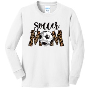 Soccer Mom Cute Mom Life Soccer Game Day Cheer Mom Leopard Kids Long Sleeve Shirt