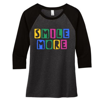 Smile More Colorful Inspiring Women's Tri-Blend 3/4-Sleeve Raglan Shirt