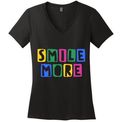Smile More Colorful Inspiring Women's V-Neck T-Shirt