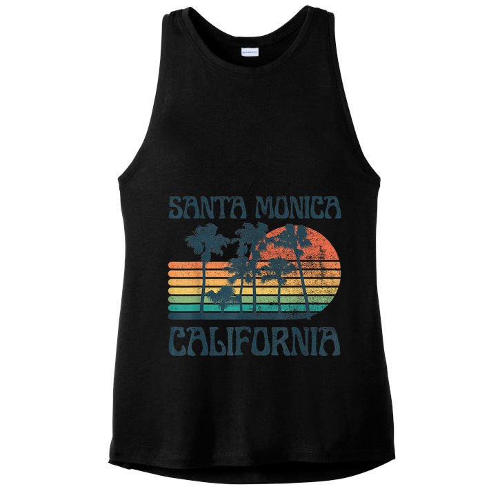 Santa Monica California Beach Summer Vacation Vintage Ladies PosiCharge Tri-Blend Wicking Tank