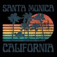 Santa Monica California Beach Summer Vacation Vintage Bucket Hat