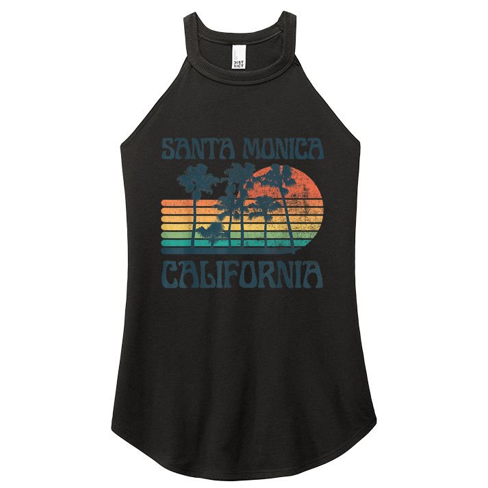 Santa Monica California Beach Summer Vacation Vintage Women's Perfect Tri Rocker Tank