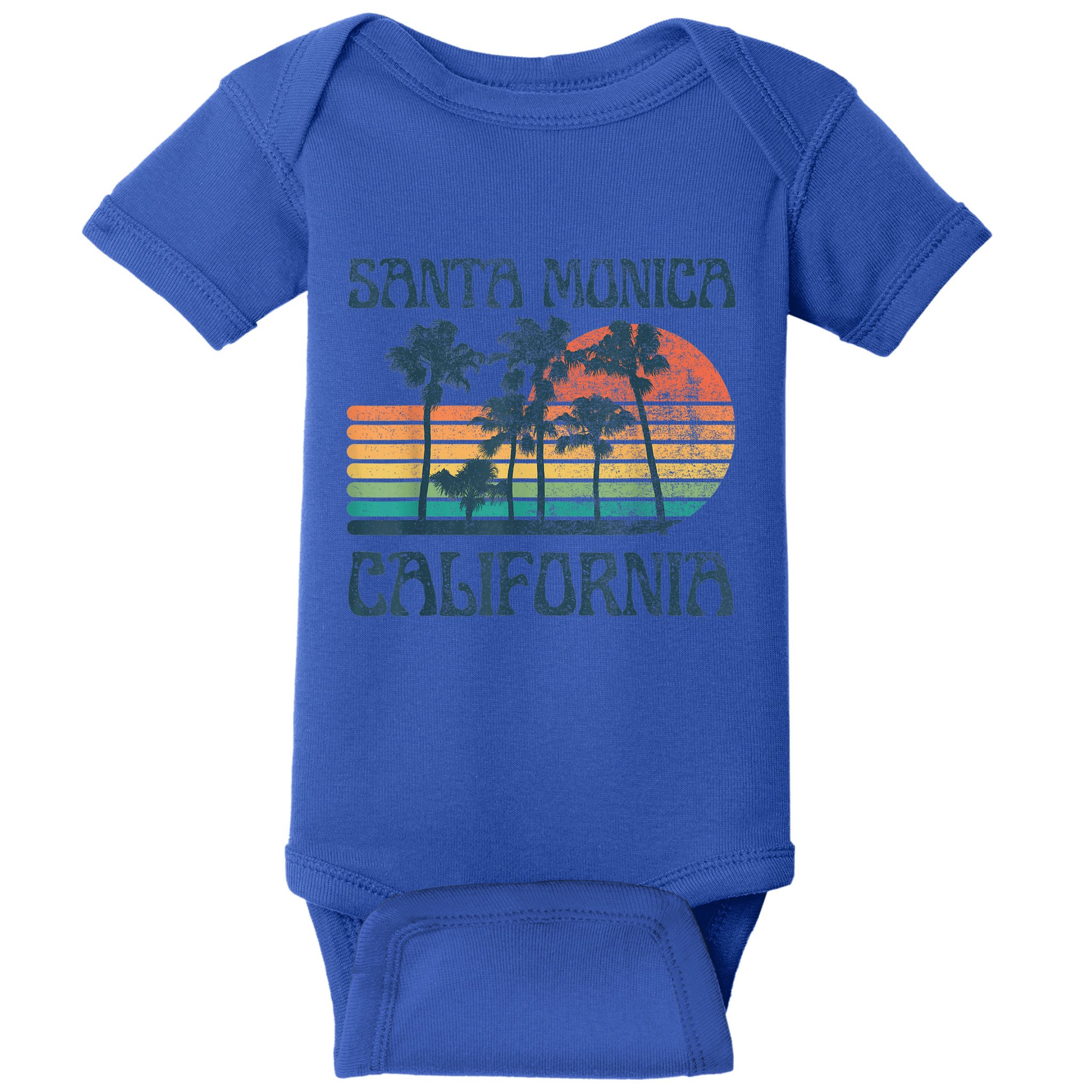 Santa Monica California Beach Summer Vacation Vintage Baby Bodysuit