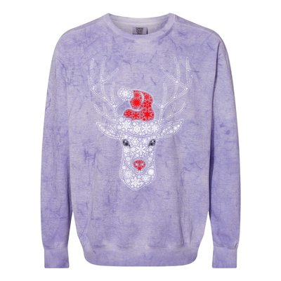 Snowflake Merry Christmas Xmas Family Reindeer Gift Colorblast Crewneck Sweatshirt