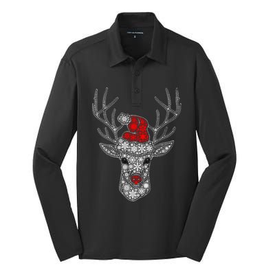 Snowflake Merry Christmas Xmas Family Reindeer Gift Silk Touch Performance Long Sleeve Polo