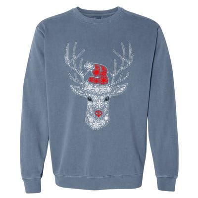 Snowflake Merry Christmas Xmas Family Reindeer Gift Garment-Dyed Sweatshirt