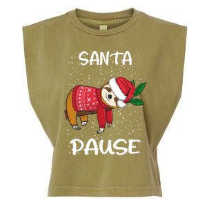 Sloth Merry Christmas Santa Sloth Slothmas Santa Pause Gift Garment-Dyed Women's Muscle Tee