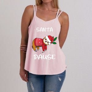 Sloth Merry Christmas Santa Sloth Slothmas Santa Pause Gift Women's Strappy Tank