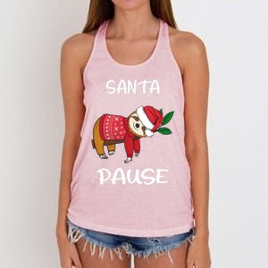 Sloth Merry Christmas Santa Sloth Slothmas Santa Pause Gift Women's Knotted Racerback Tank