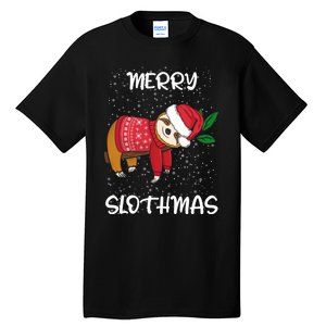 Sloth Merry Christmas Sweater Santa Sloth Merry Slothmas Tall T-Shirt