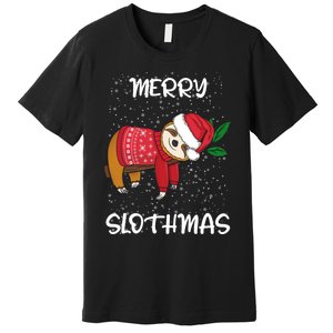 Sloth Merry Christmas Sweater Santa Sloth Merry Slothmas Premium T-Shirt