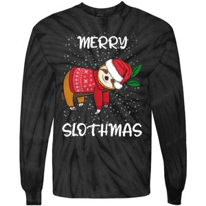 Sloth Merry Christmas Sweater Santa Sloth Merry Slothmas Tie-Dye Long Sleeve Shirt