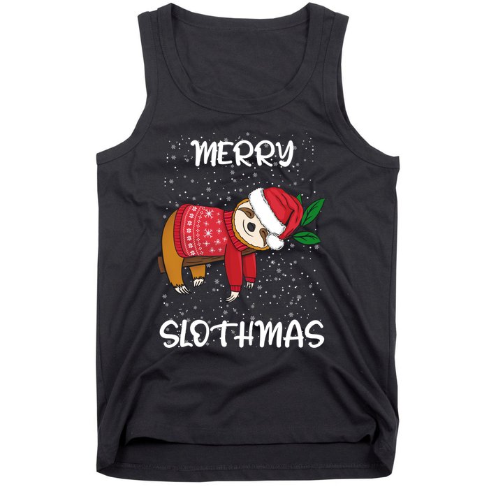 Sloth Merry Christmas Sweater Santa Sloth Merry Slothmas Tank Top